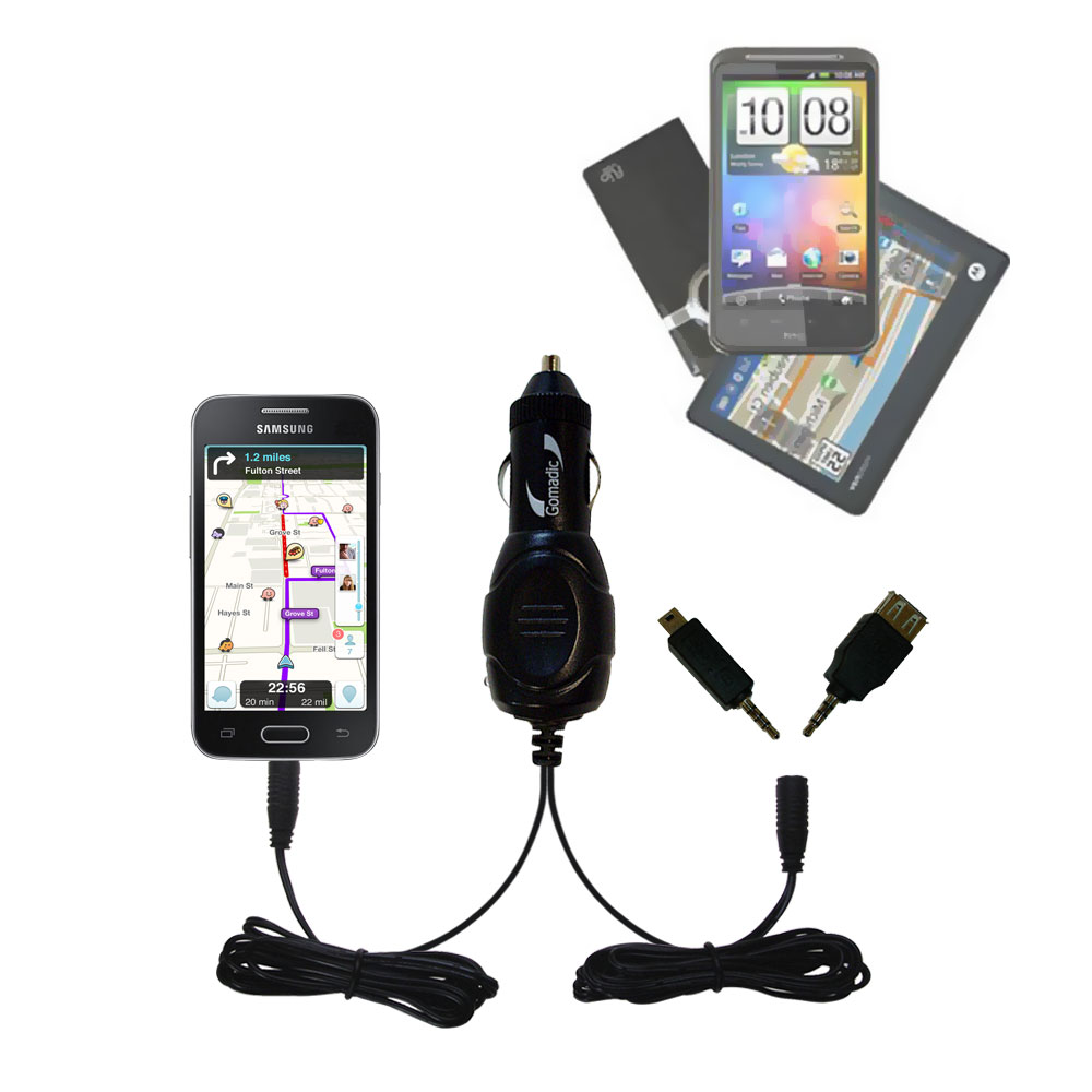 mini Double Car Charger with tips including compatible with the Samsung Galaxy V