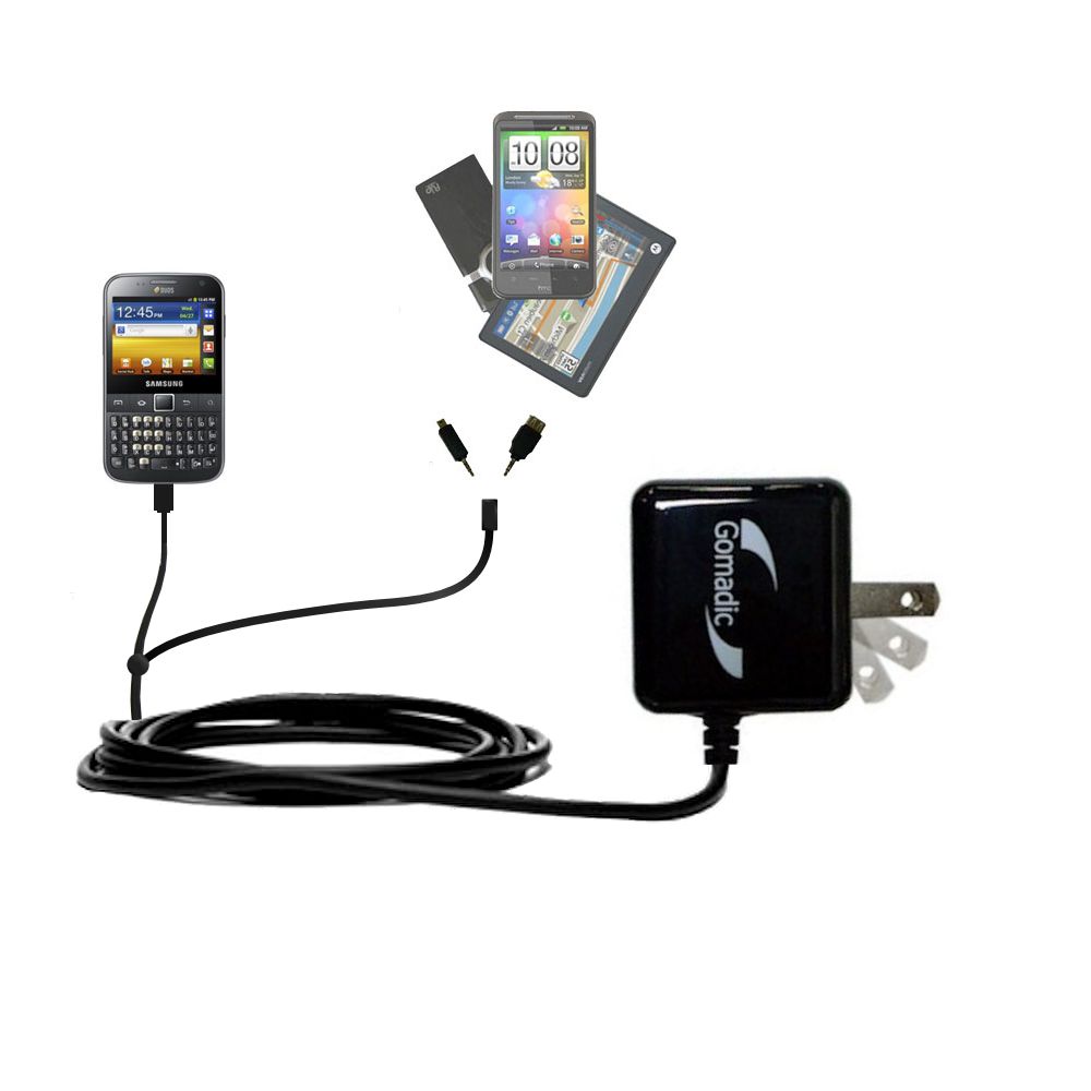 Double Wall Home Charger with tips including compatible with the Samsung Galaxy Y Pro DUOS