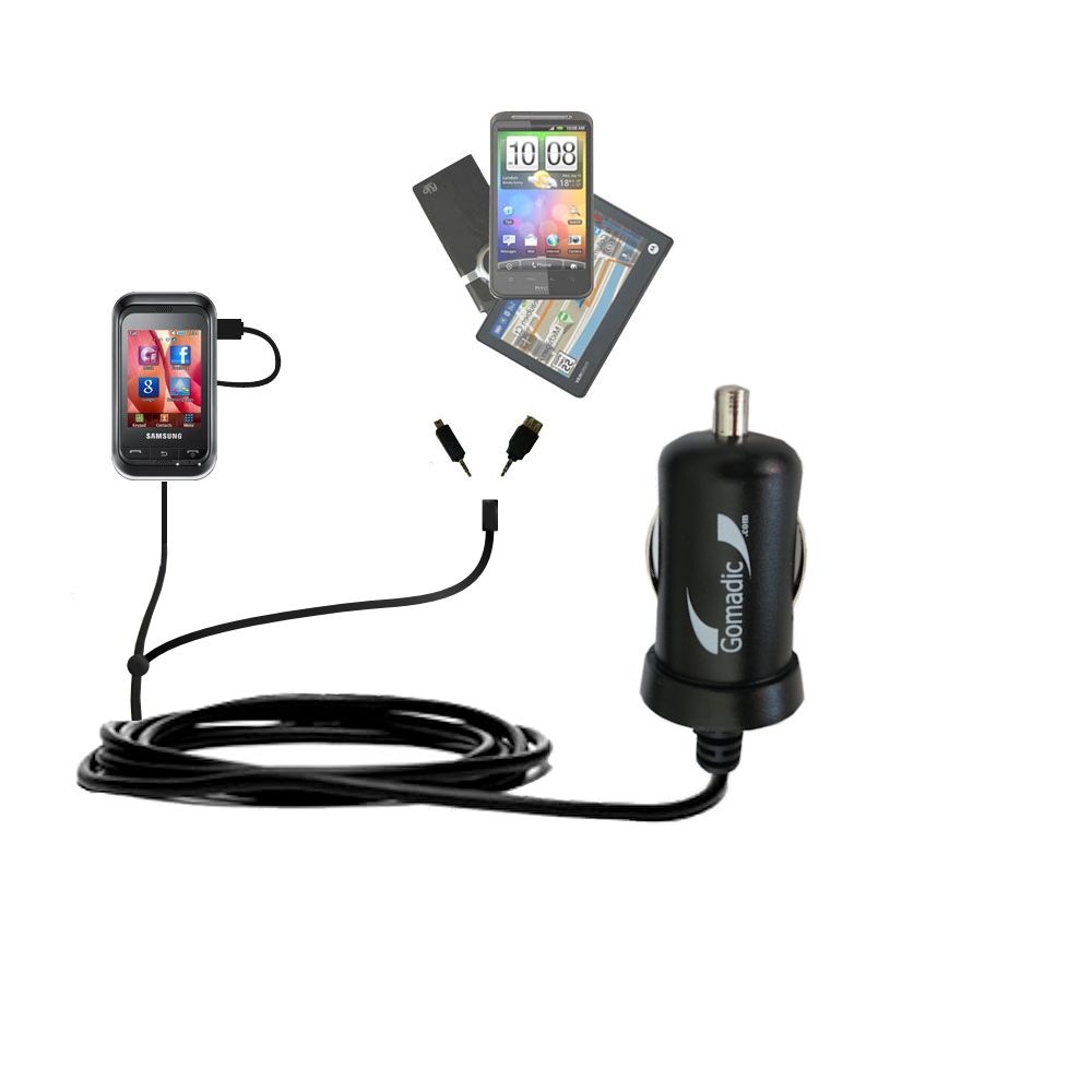 mini Double Car Charger with tips including compatible with the Samsung GT-C3300K