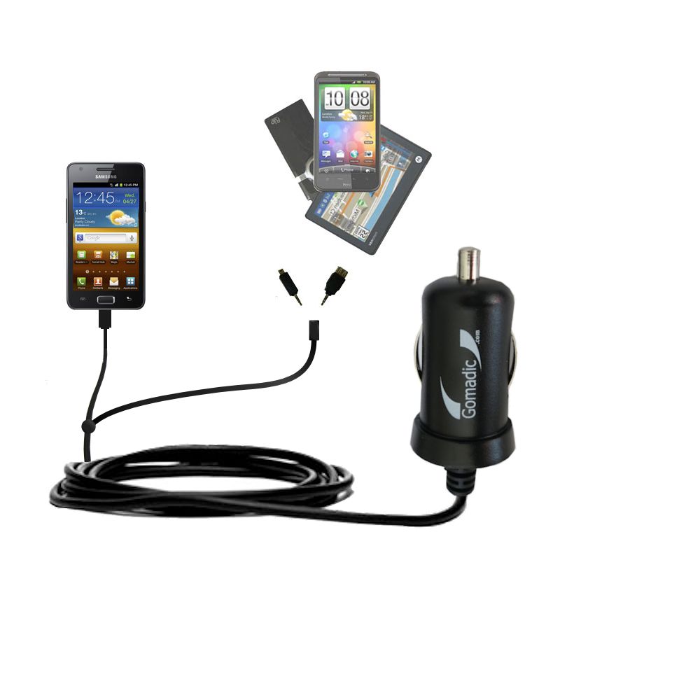 mini Double Car Charger with tips including compatible with the Samsung GT-I9103