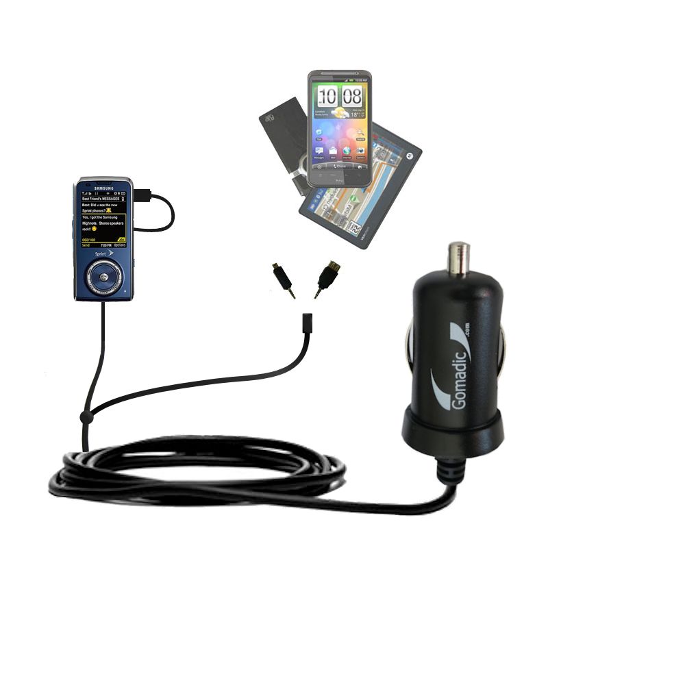 mini Double Car Charger with tips including compatible with the Samsung Highnote