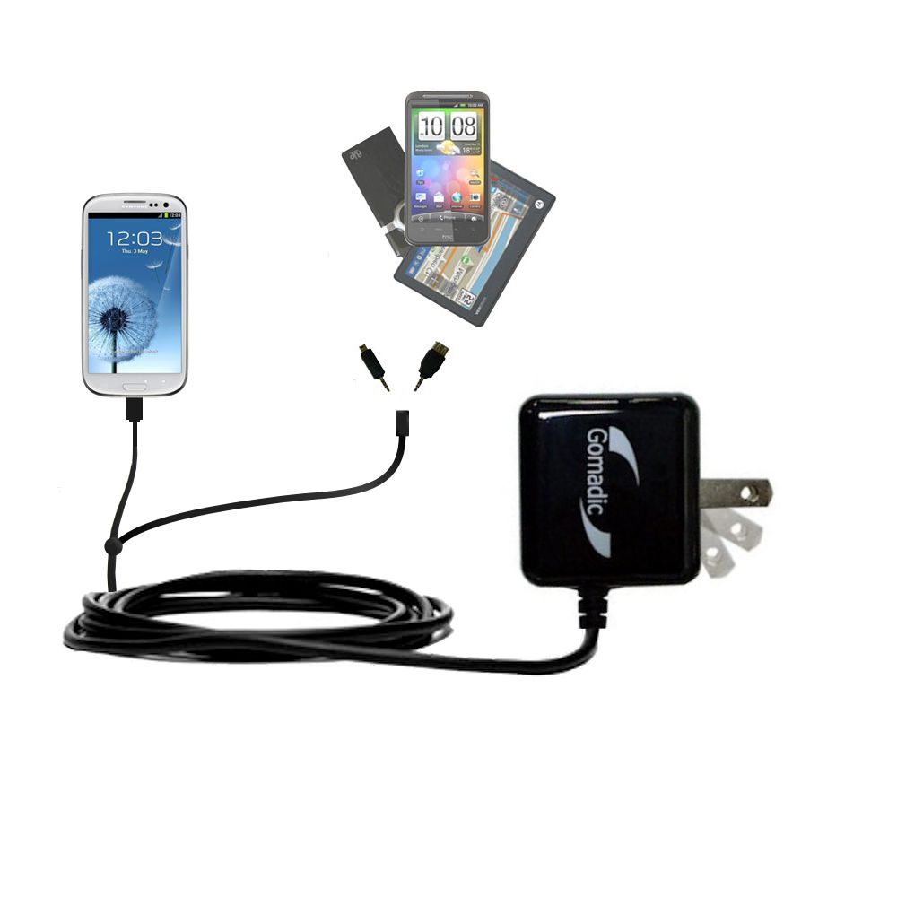 Double Wall Home Charger with tips including compatible with the Samsung i9300