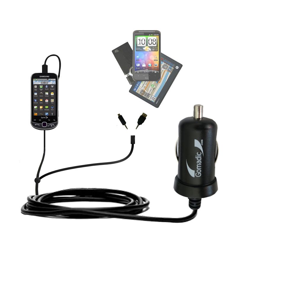 mini Double Car Charger with tips including compatible with the Samsung Intercept