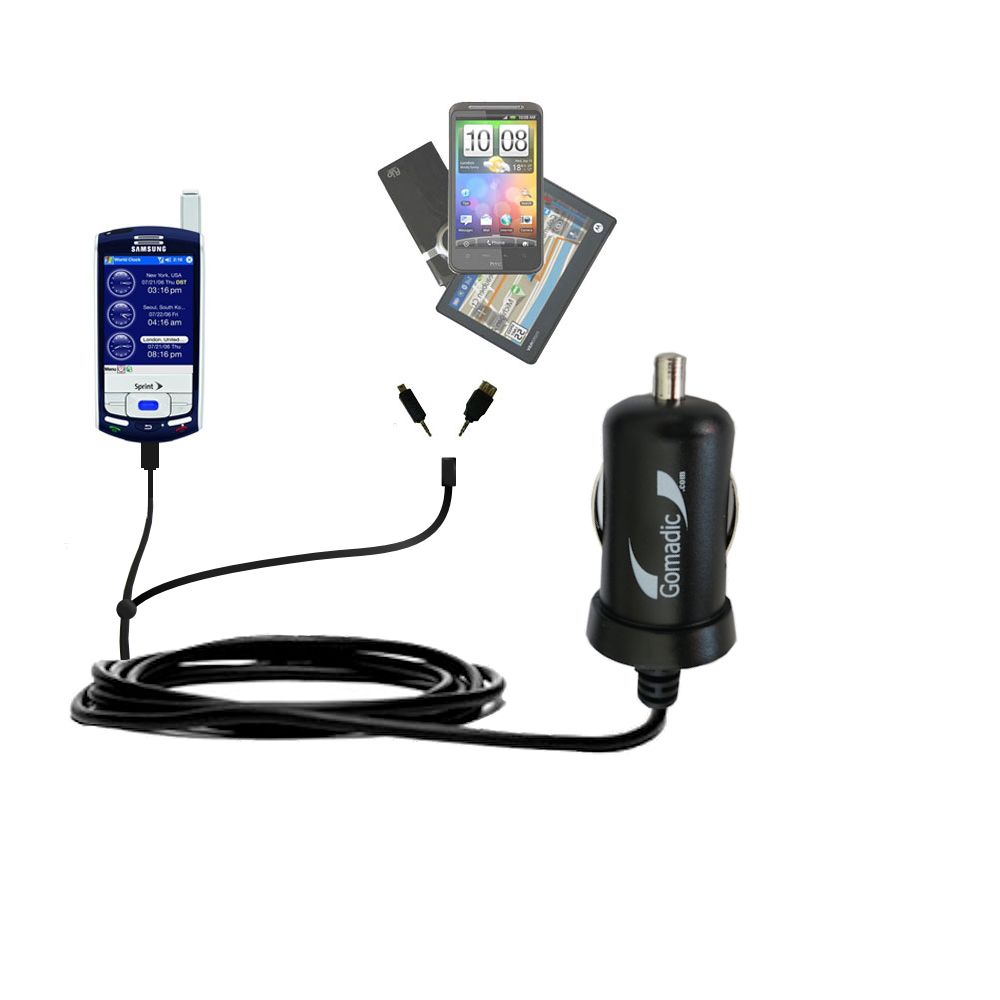 mini Double Car Charger with tips including compatible with the Samsung IP-830w