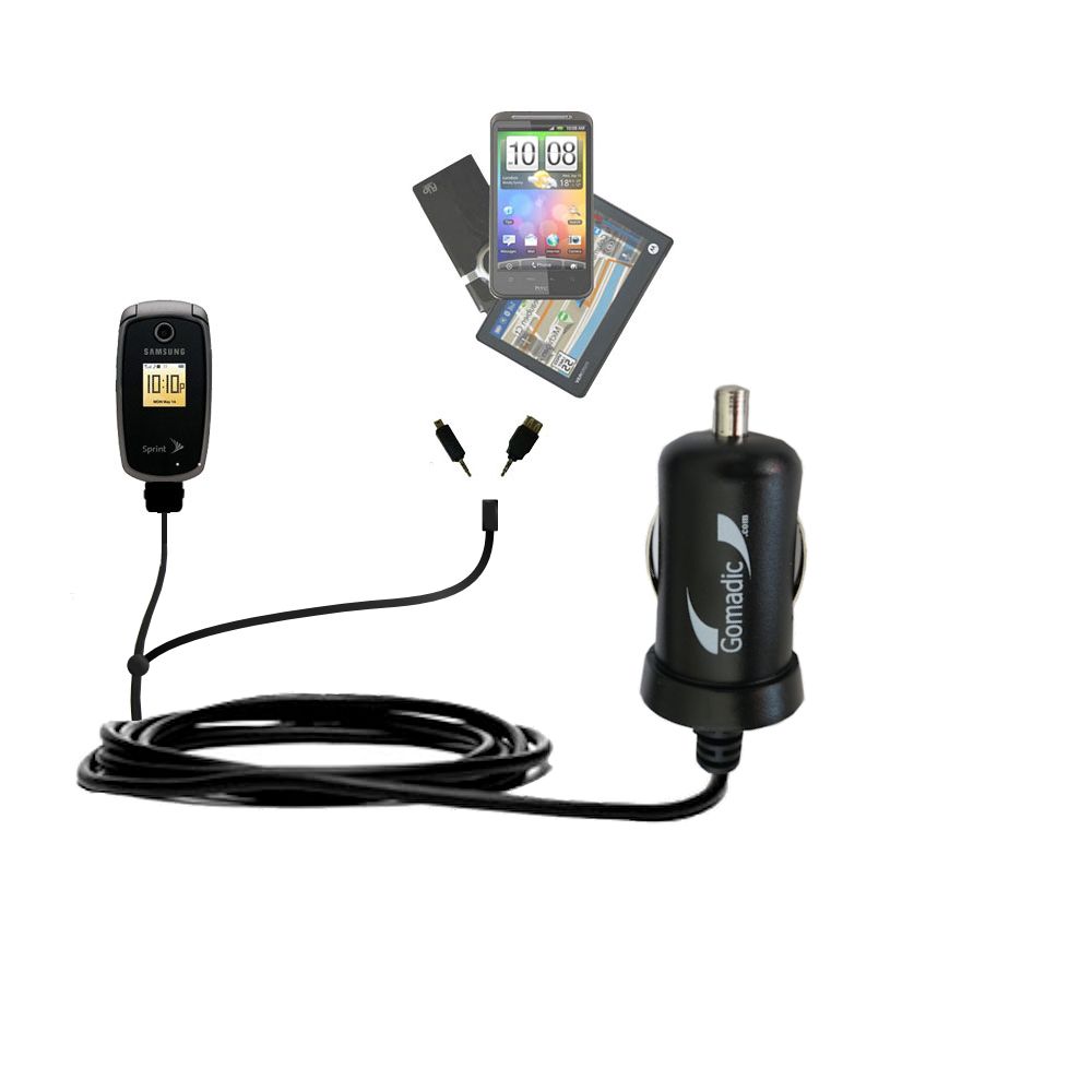 mini Double Car Charger with tips including compatible with the Samsung SPH-M300