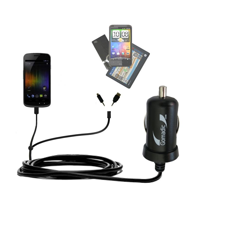 mini Double Car Charger with tips including compatible with the Samsung Nexus Prime