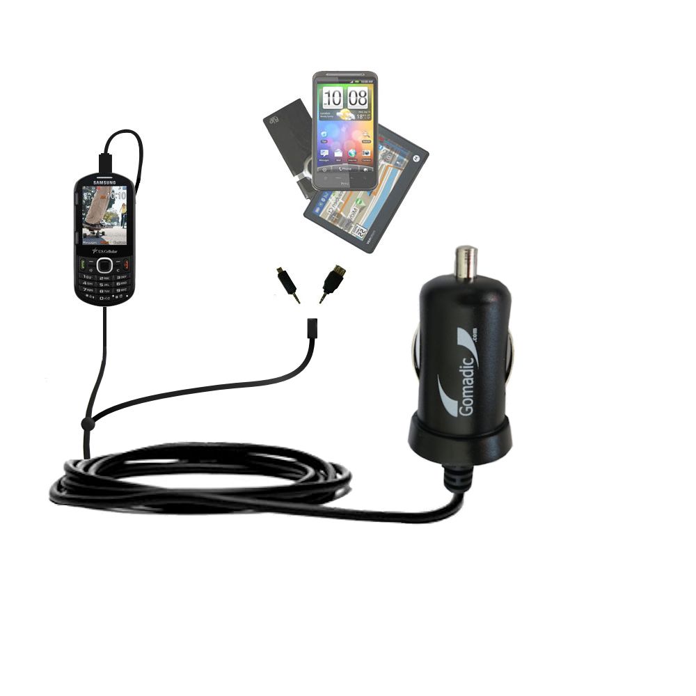 mini Double Car Charger with tips including compatible with the Samsung Profile