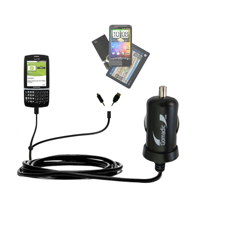 mini Double Car Charger with tips including compatible with the Samsung Replenish