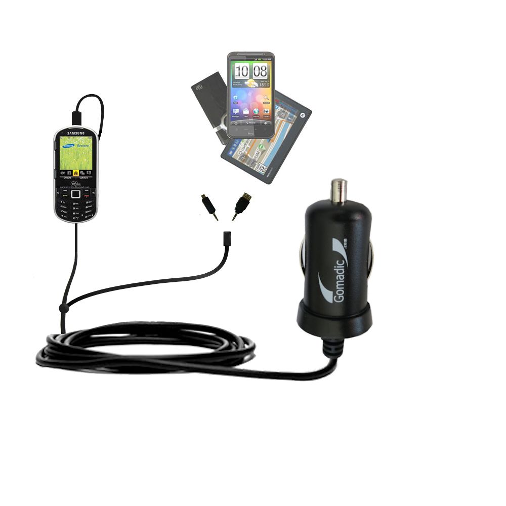 mini Double Car Charger with tips including compatible with the Samsung Restore M575