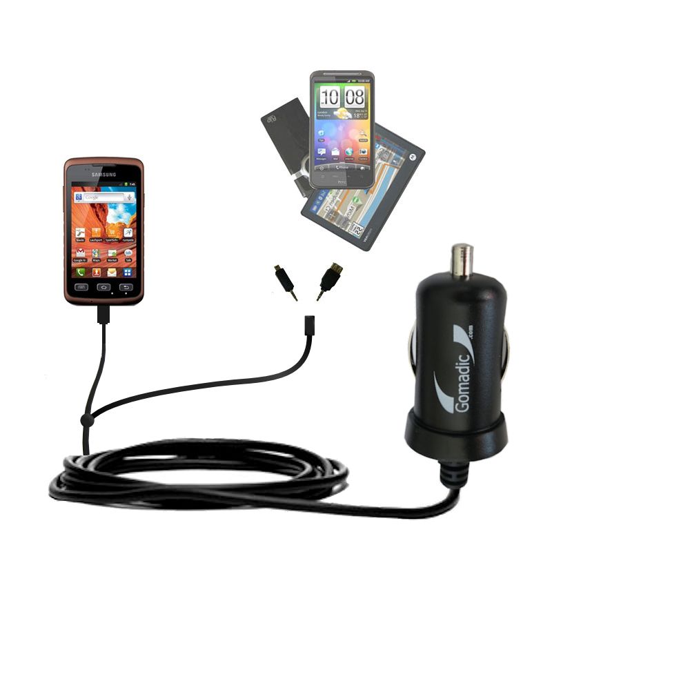 mini Double Car Charger with tips including compatible with the Samsung S5690