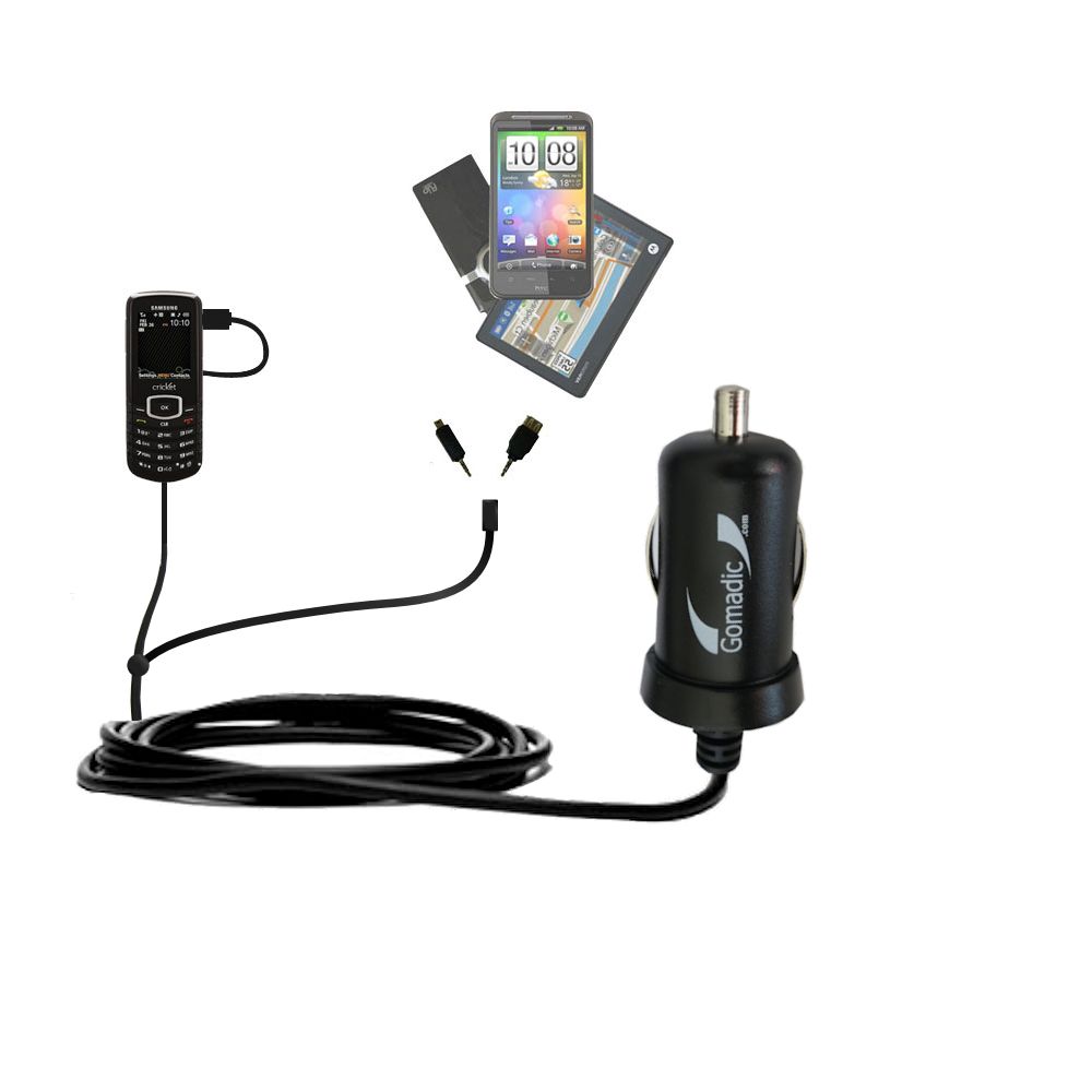 mini Double Car Charger with tips including compatible with the Samsung SCH-R100