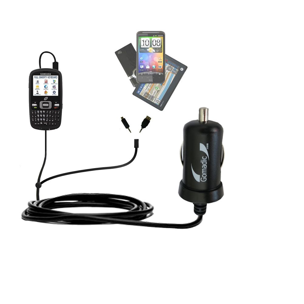 mini Double Car Charger with tips including compatible with the Samsung SCH-R355