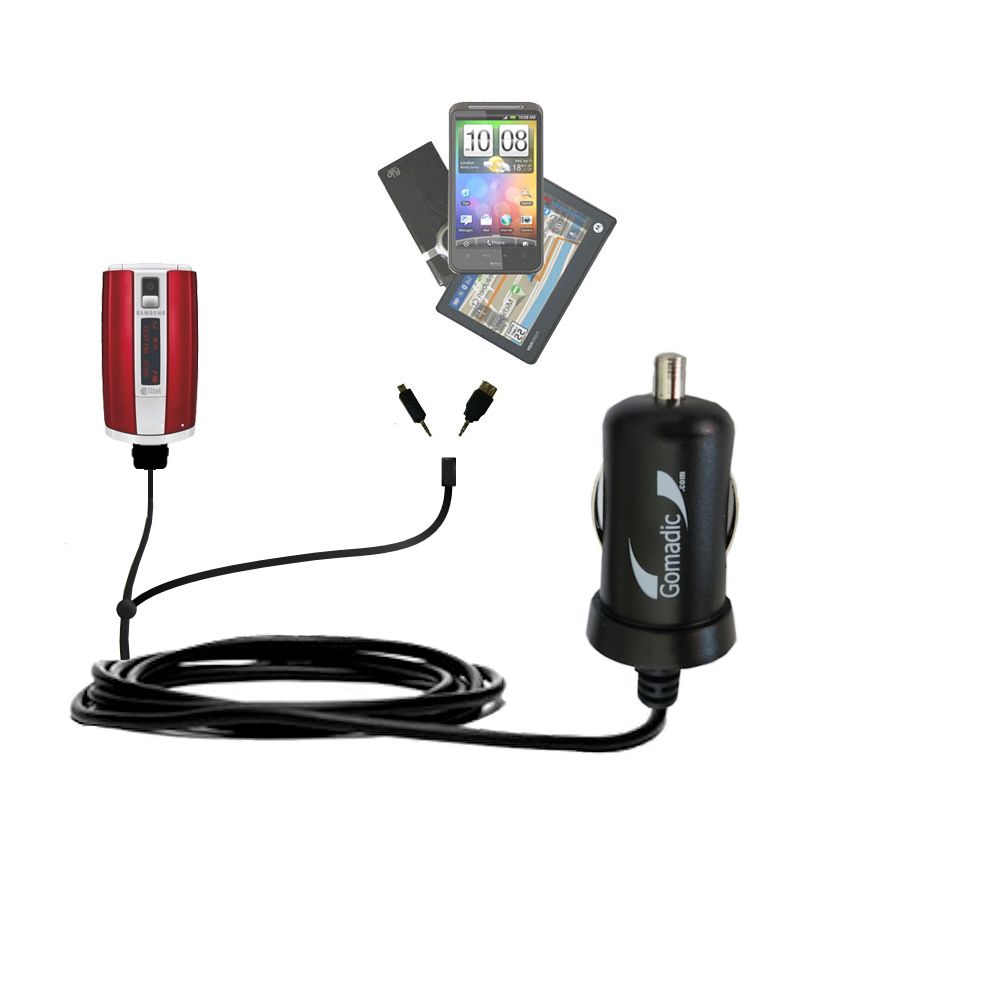 mini Double Car Charger with tips including compatible with the Samsung SCH-R500 R550 R556 R550 R580