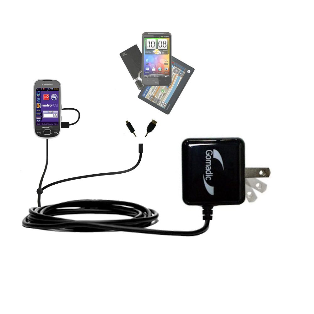 Double Wall Home Charger with tips including compatible with the Samsung SCH-R860 Caliber