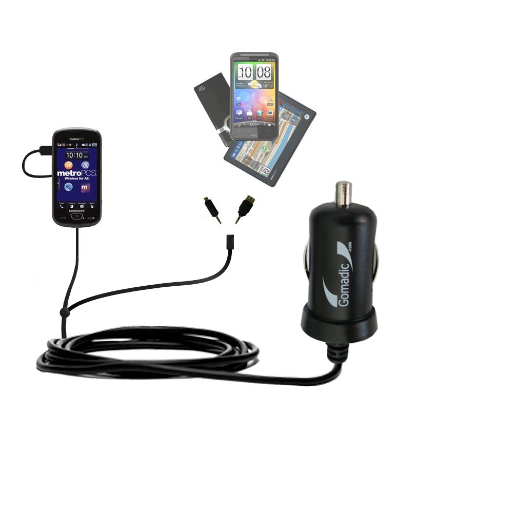 mini Double Car Charger with tips including compatible with the Samsung SCH-R900
