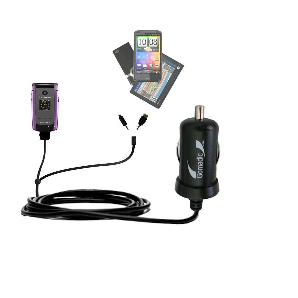 mini Double Car Charger with tips including compatible with the Samsung SCH-U700