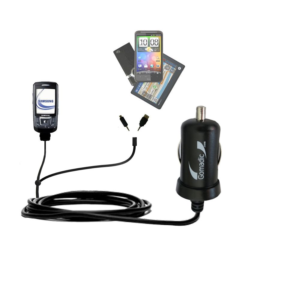 mini Double Car Charger with tips including compatible with the Samsung SGH-D870