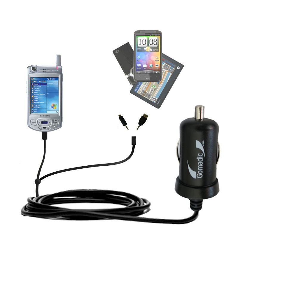 mini Double Car Charger with tips including compatible with the Samsung SGH-i700