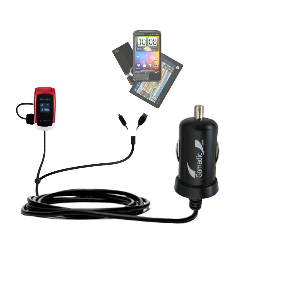 mini Double Car Charger with tips including compatible with the Samsung SGH-T219