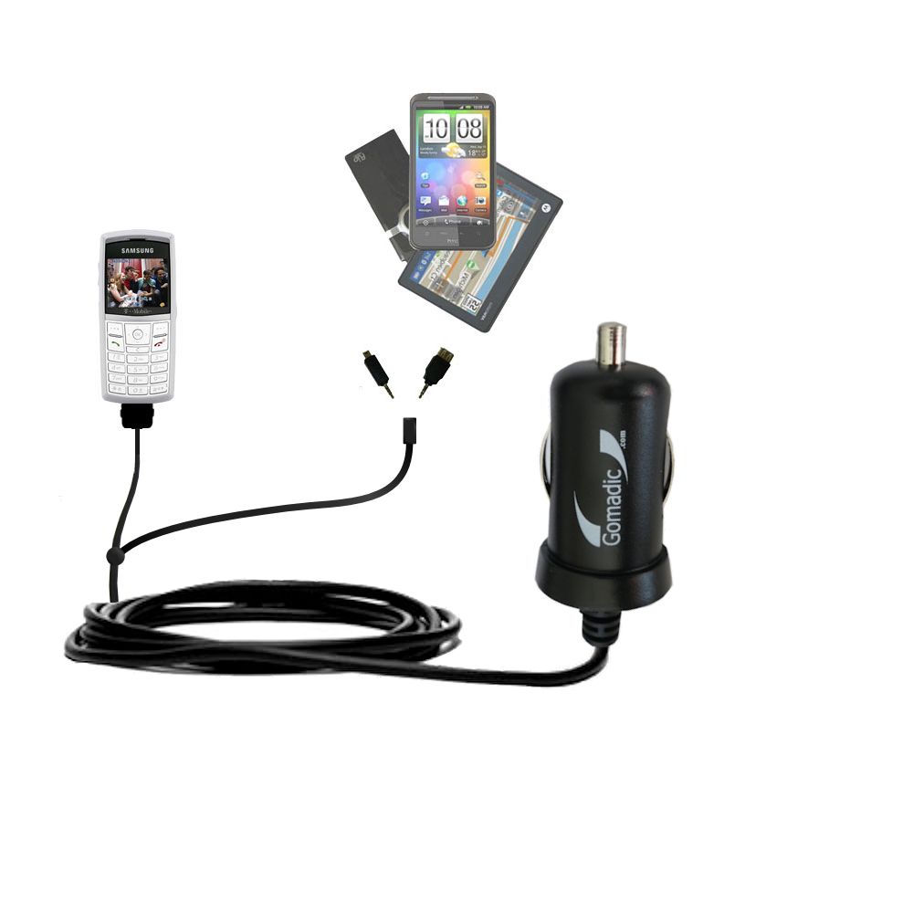 mini Double Car Charger with tips including compatible with the Samsung SGH-T519