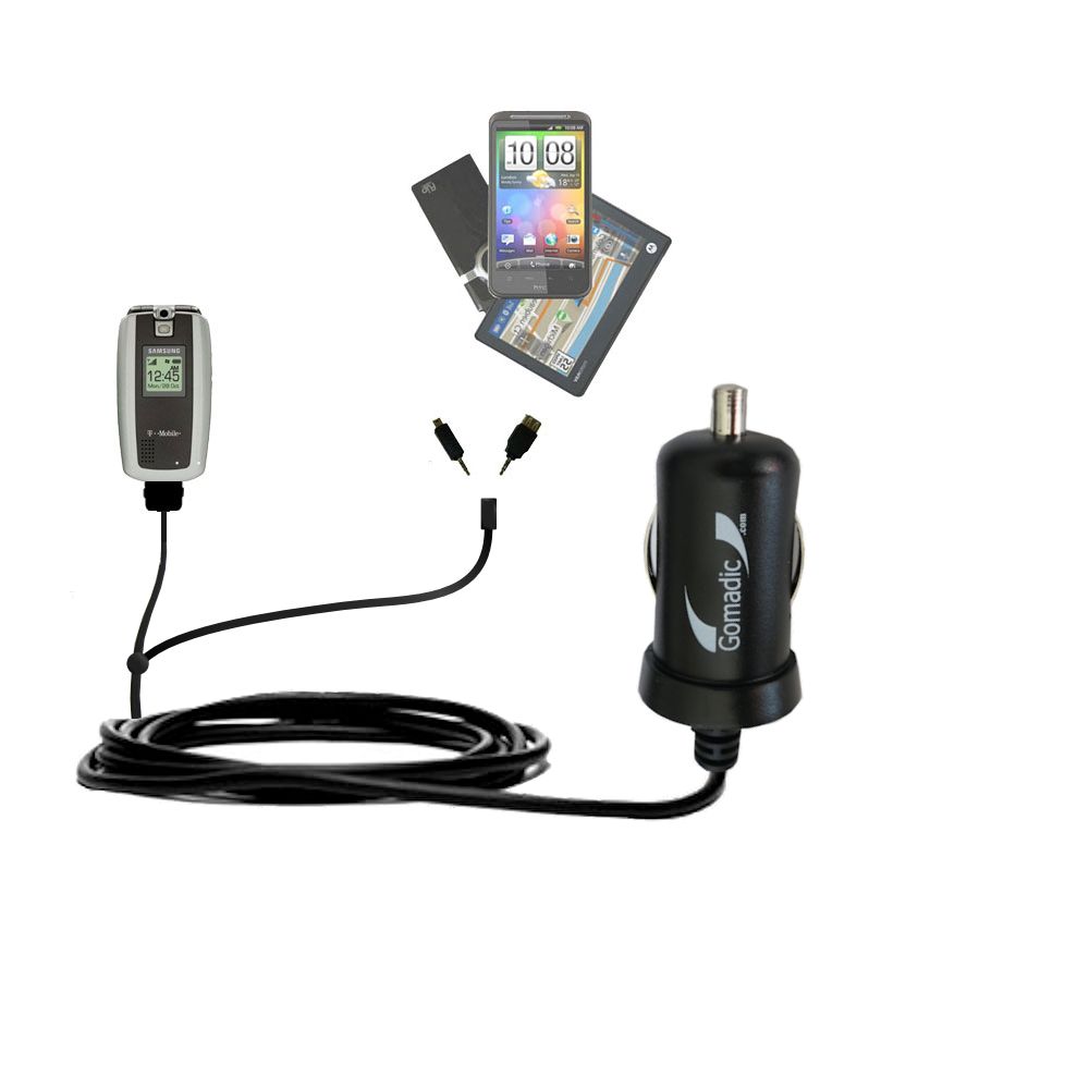 mini Double Car Charger with tips including compatible with the Samsung SGH-T719