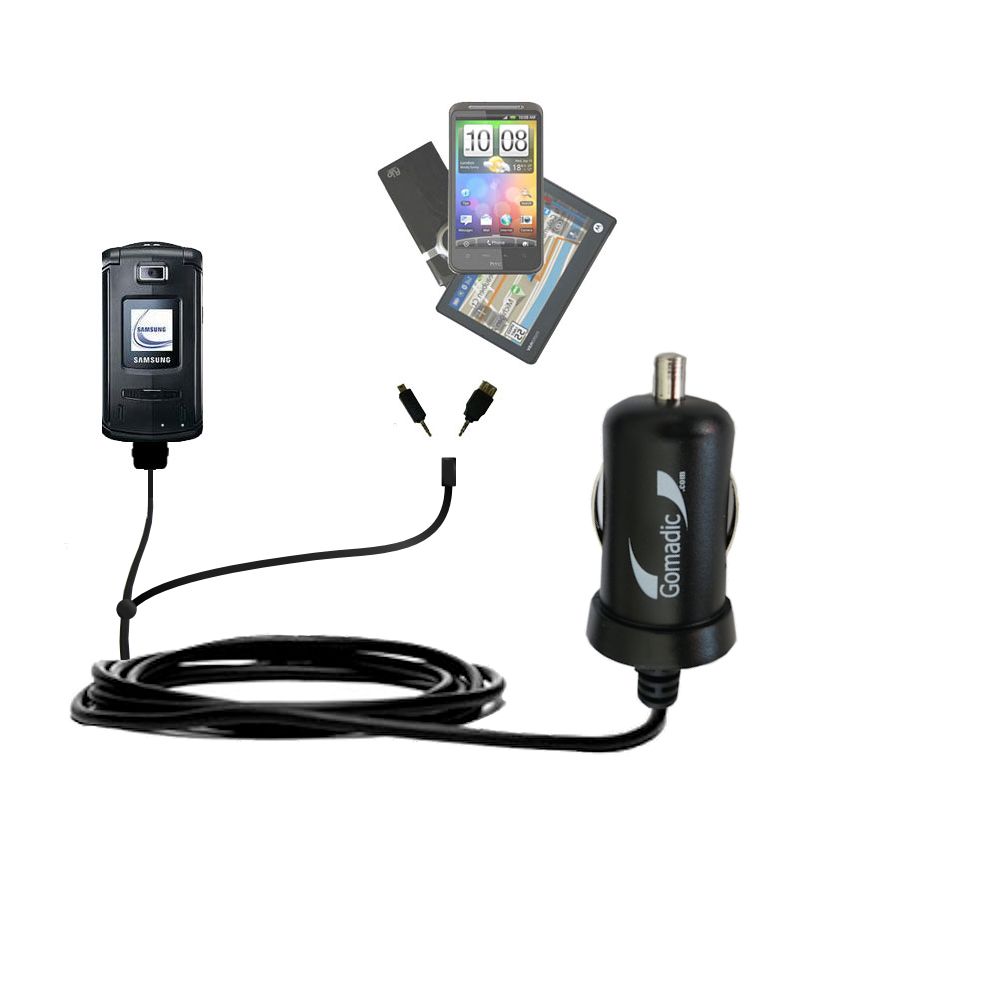 mini Double Car Charger with tips including compatible with the Samsung SGH-V804