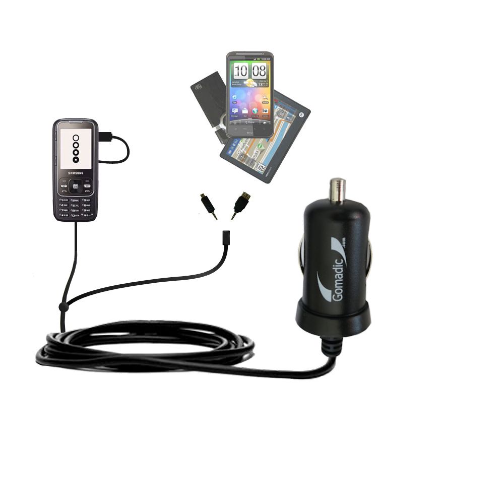 mini Double Car Charger with tips including compatible with the Samsung Slyde