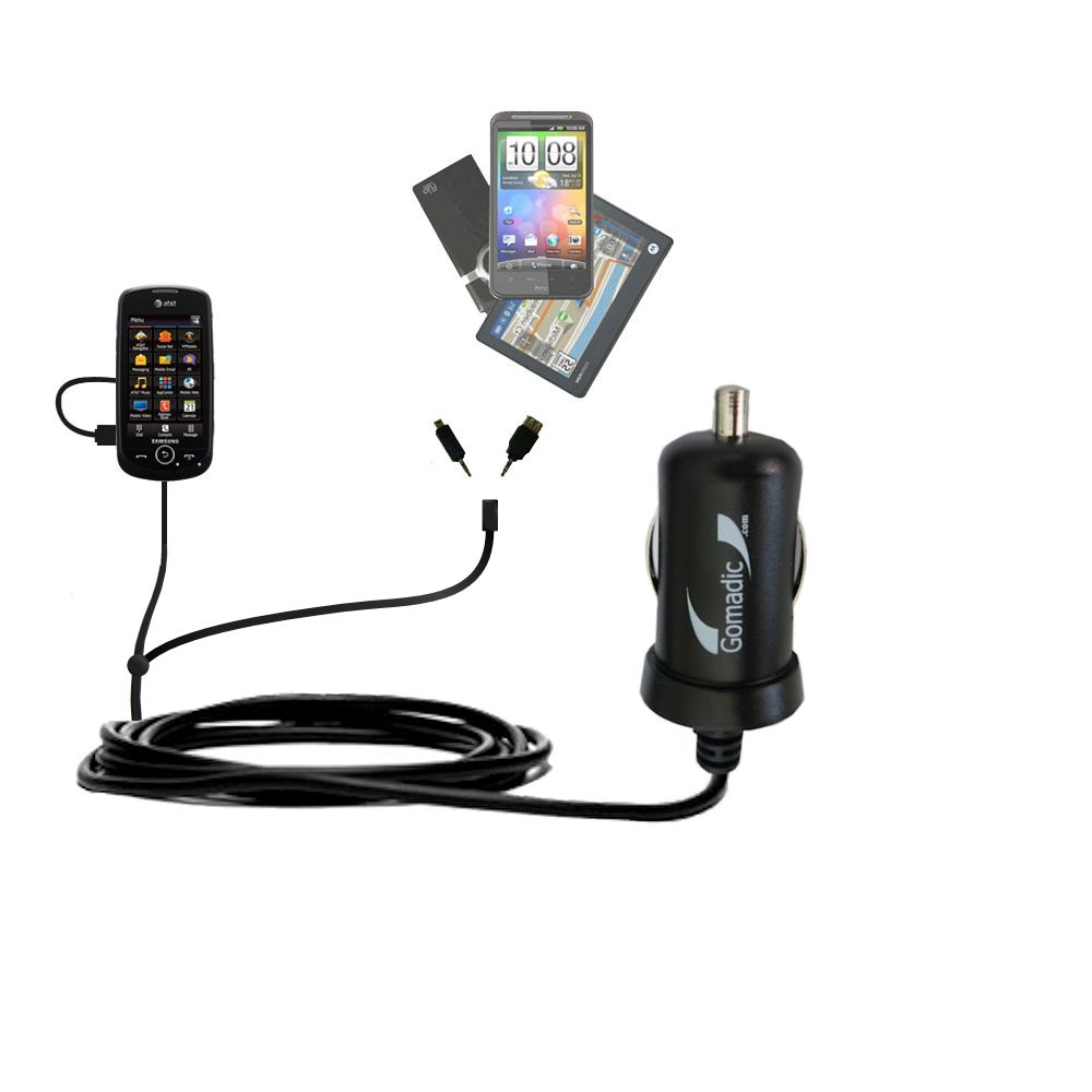 mini Double Car Charger with tips including compatible with the Samsung Solstice II