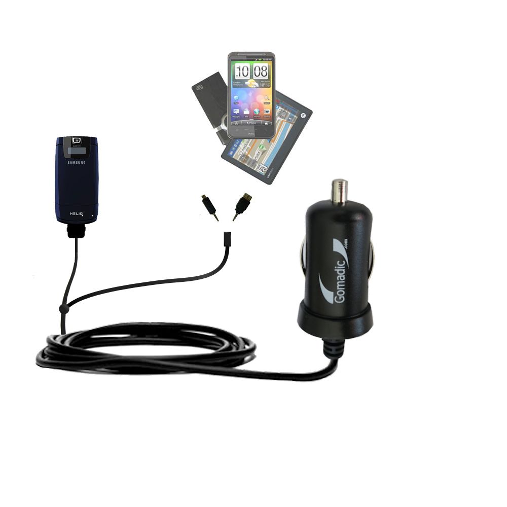 mini Double Car Charger with tips including compatible with the Samsung SPH-A513