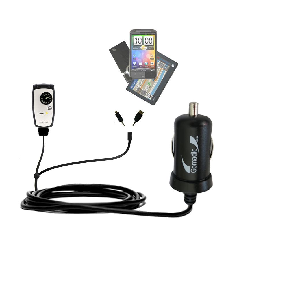 mini Double Car Charger with tips including compatible with the Samsung SPH-A960