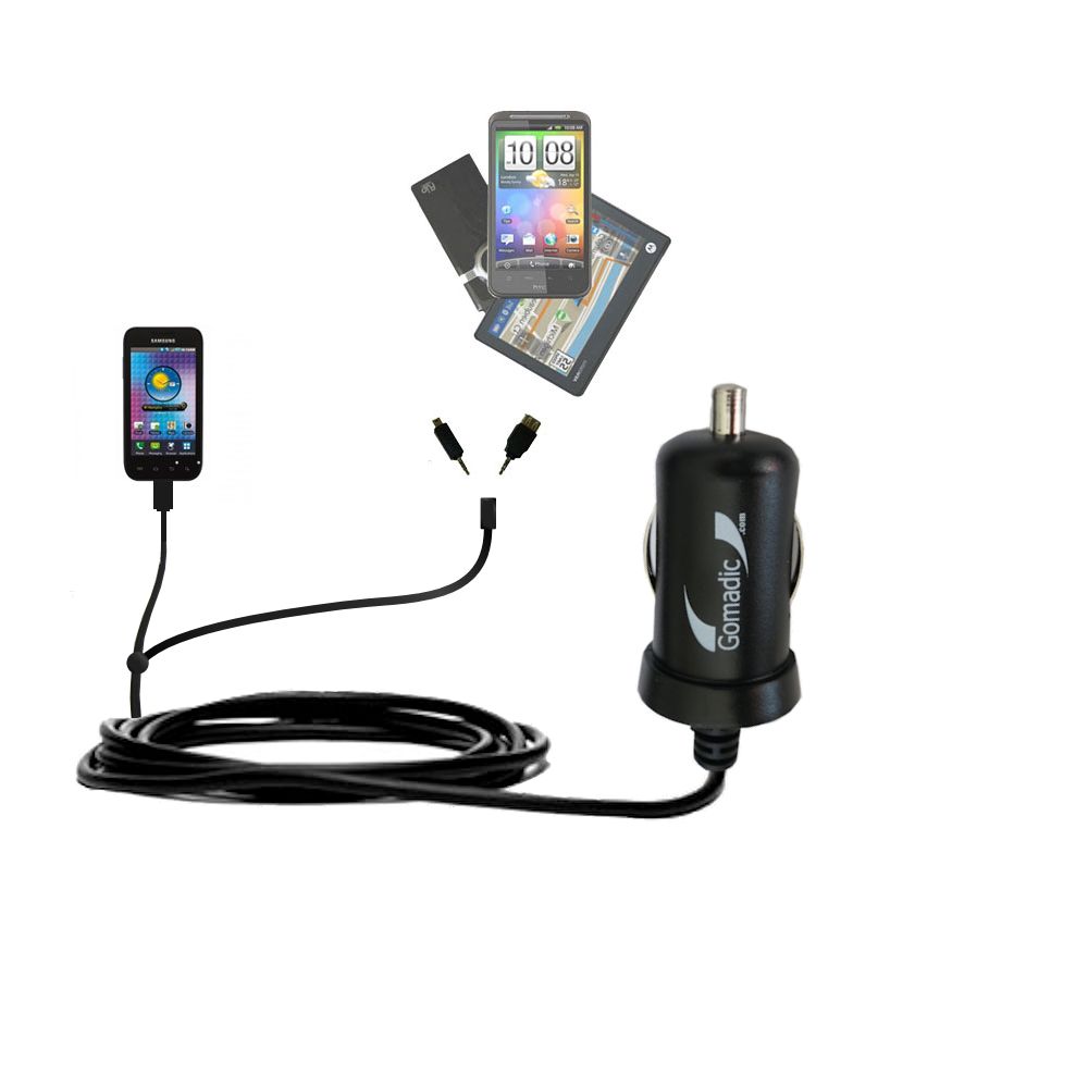 mini Double Car Charger with tips including compatible with the Samsung SPH-i500