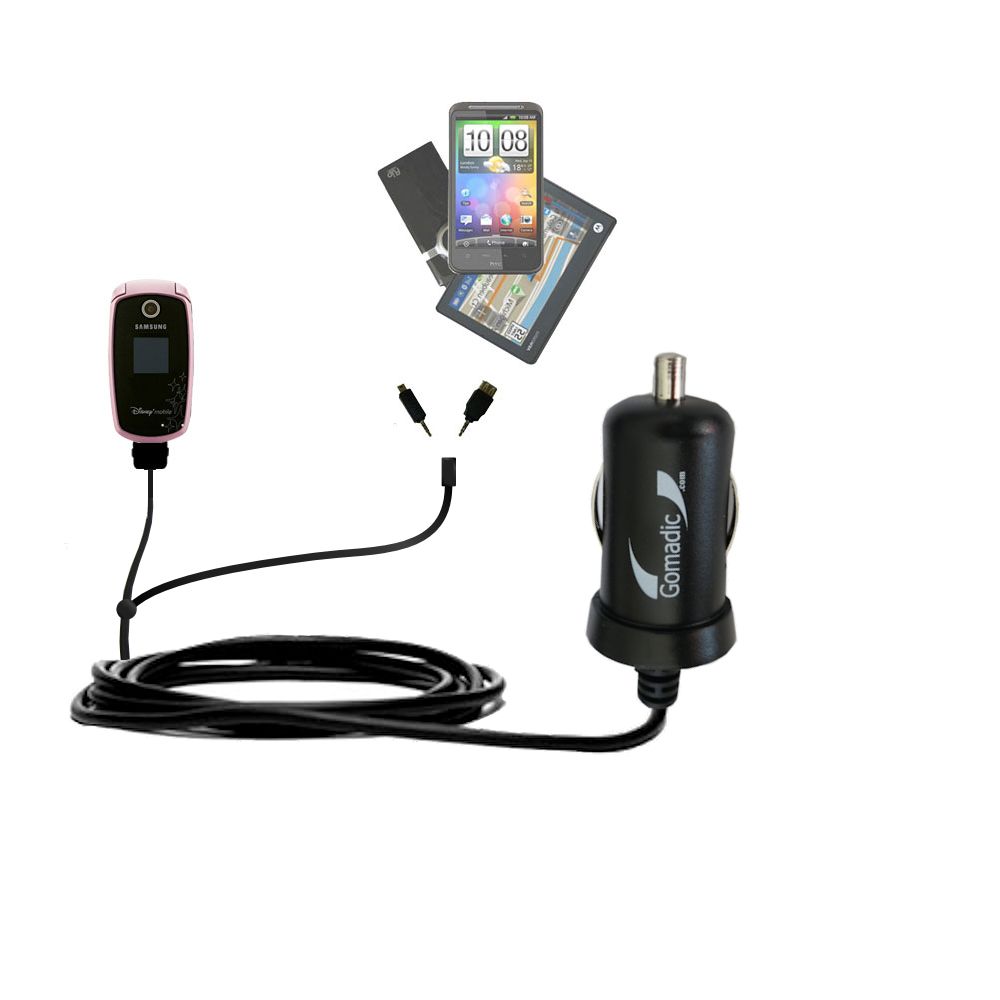 mini Double Car Charger with tips including compatible with the Samsung SPH-M305