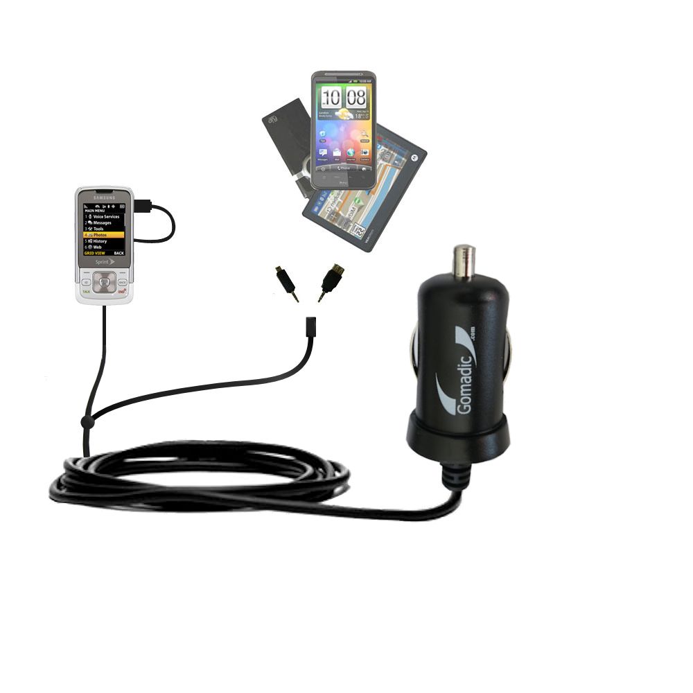 mini Double Car Charger with tips including compatible with the Samsung SPH-M330