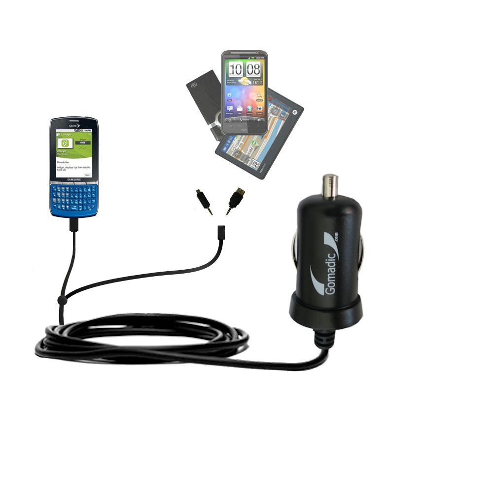 mini Double Car Charger with tips including compatible with the Samsung SPH-M580