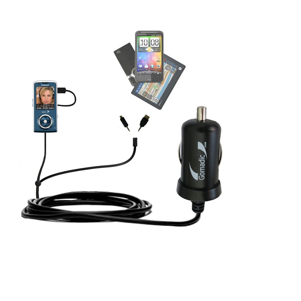 mini Double Car Charger with tips including compatible with the Samsung SPH-M630