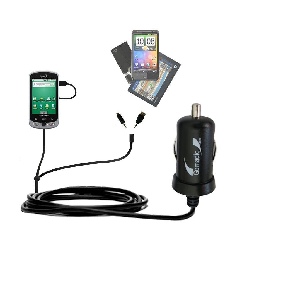 mini Double Car Charger with tips including compatible with the Samsung SPH-M900