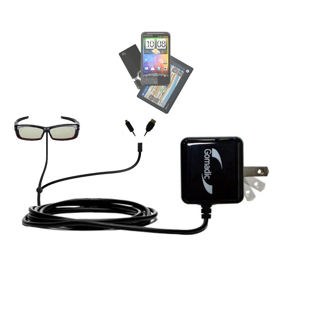 Double Wall Home Charger with tips including compatible with the Samsung SSG-2200AR Rechargeable Adult 3D Glasses