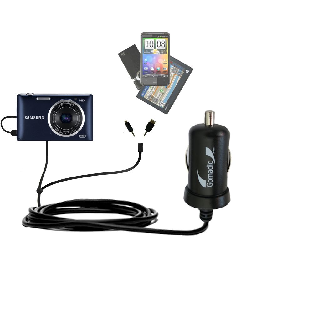 mini Double Car Charger with tips including compatible with the Samsung ST150F / ST151F/ ST152F