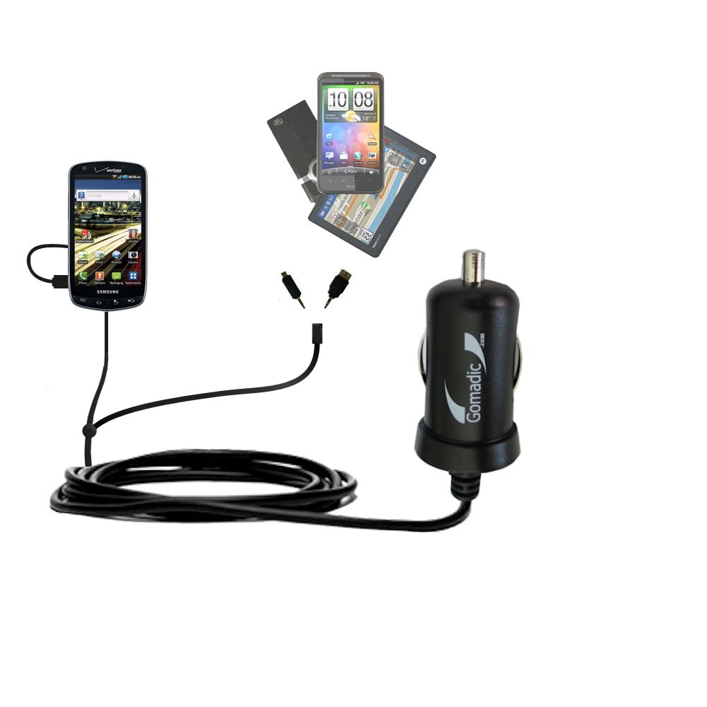 mini Double Car Charger with tips including compatible with the Samsung Stealth / Stealth V