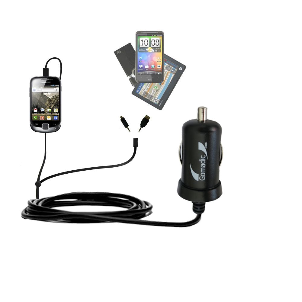 mini Double Car Charger with tips including compatible with the Samsung Suit