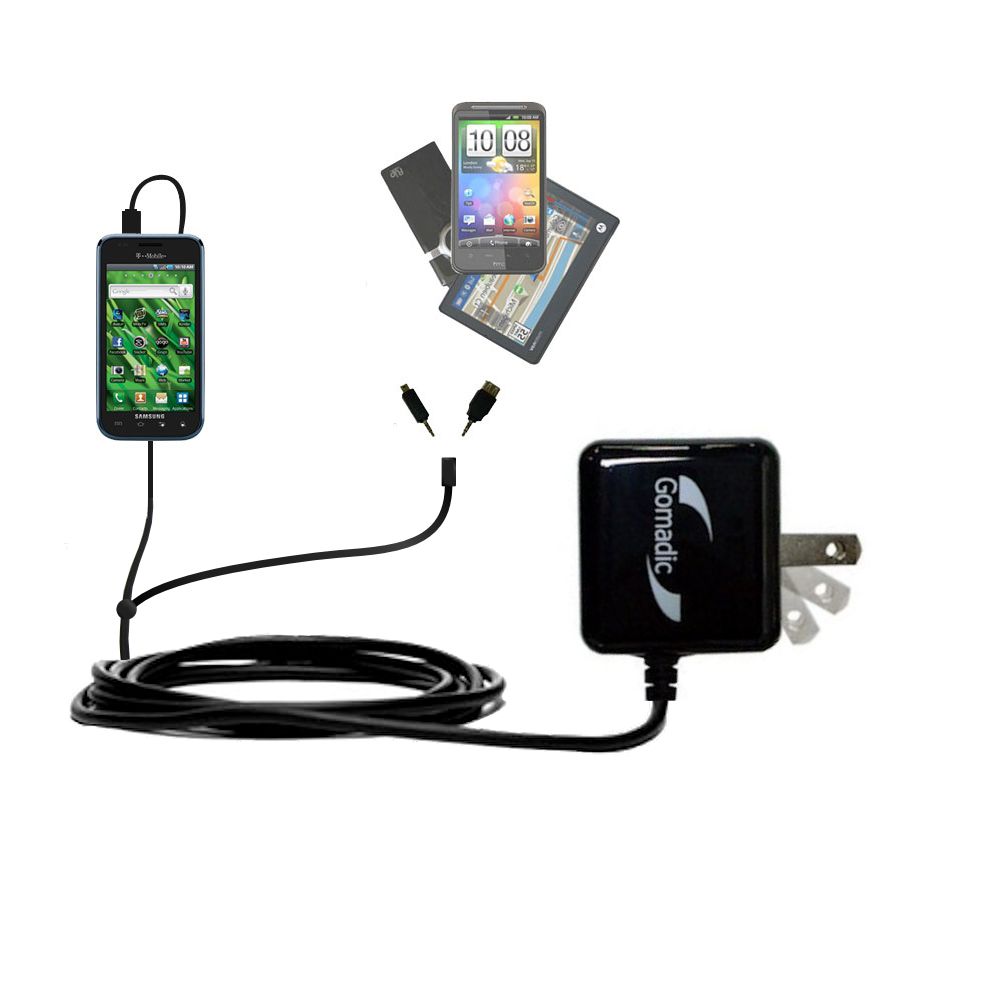 Double Wall Home Charger with tips including compatible with the Samsung Vibrant 4G