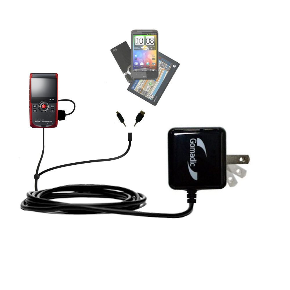 Double Wall Home Charger with tips including compatible with the Samsung W200 Rugged Camcorder