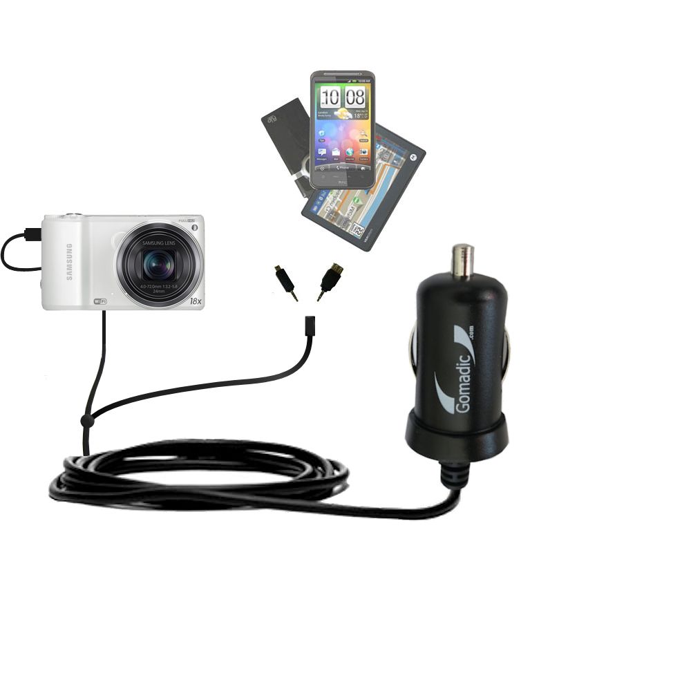 mini Double Car Charger with tips including compatible with the Samsung WB250