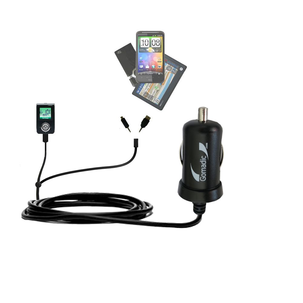 mini Double Car Charger with tips including compatible with the Samsung Yepp YP-T7JX