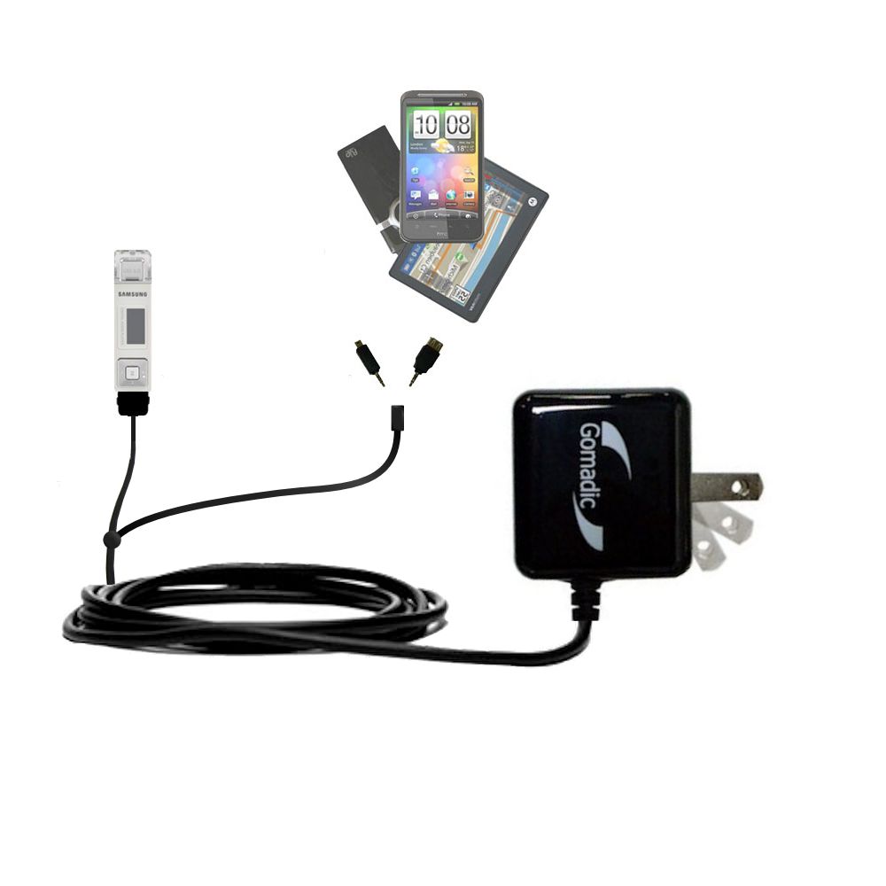 Double Wall Home Charger with tips including compatible with the Samsung YP-U1ZW