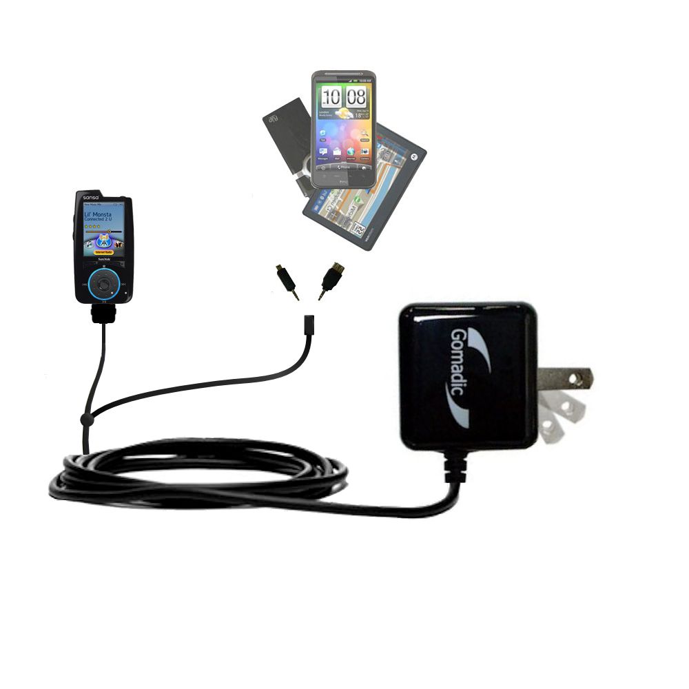Double Wall Home Charger with tips including compatible with the Sandisk Sansa Connect
