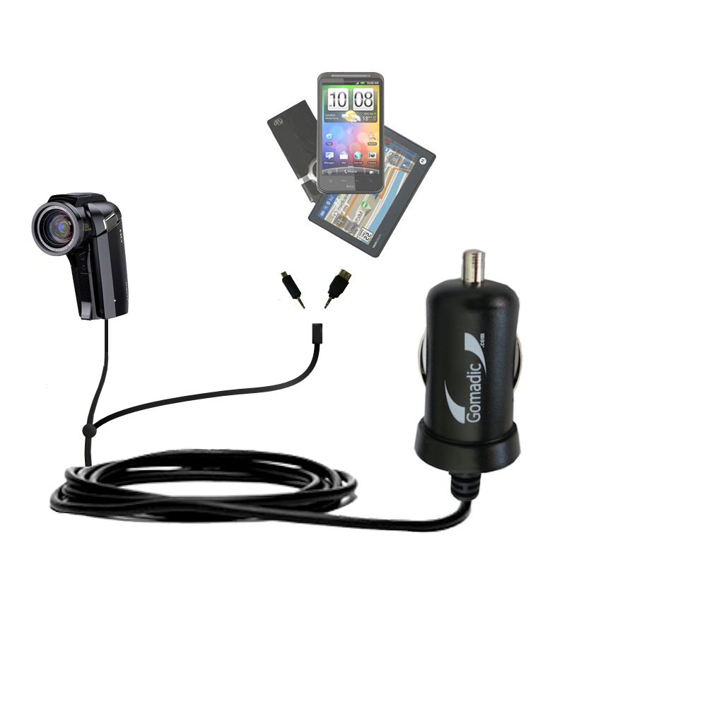 mini Double Car Charger with tips including compatible with the Sanyo Camcorder VPC-HD1010 VPC-HD1000