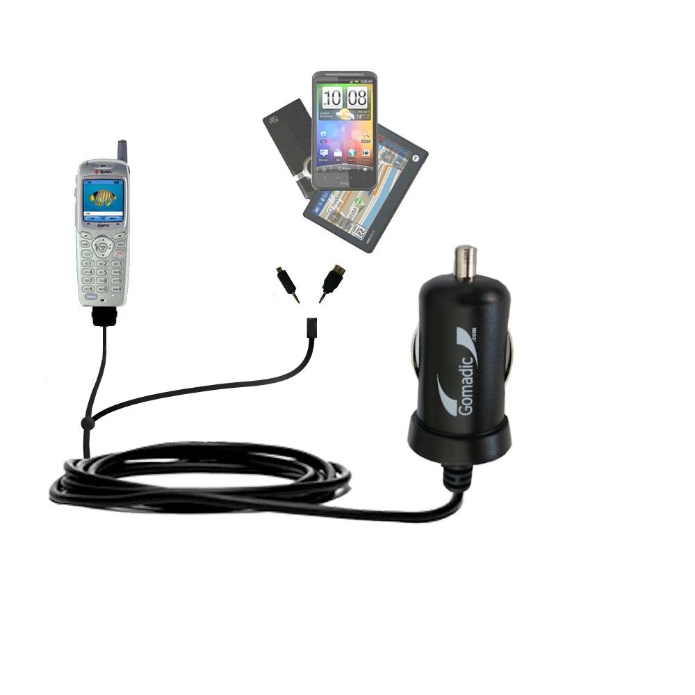 mini Double Car Charger with tips including compatible with the Sanyo SCP-4900 / SCP 4900