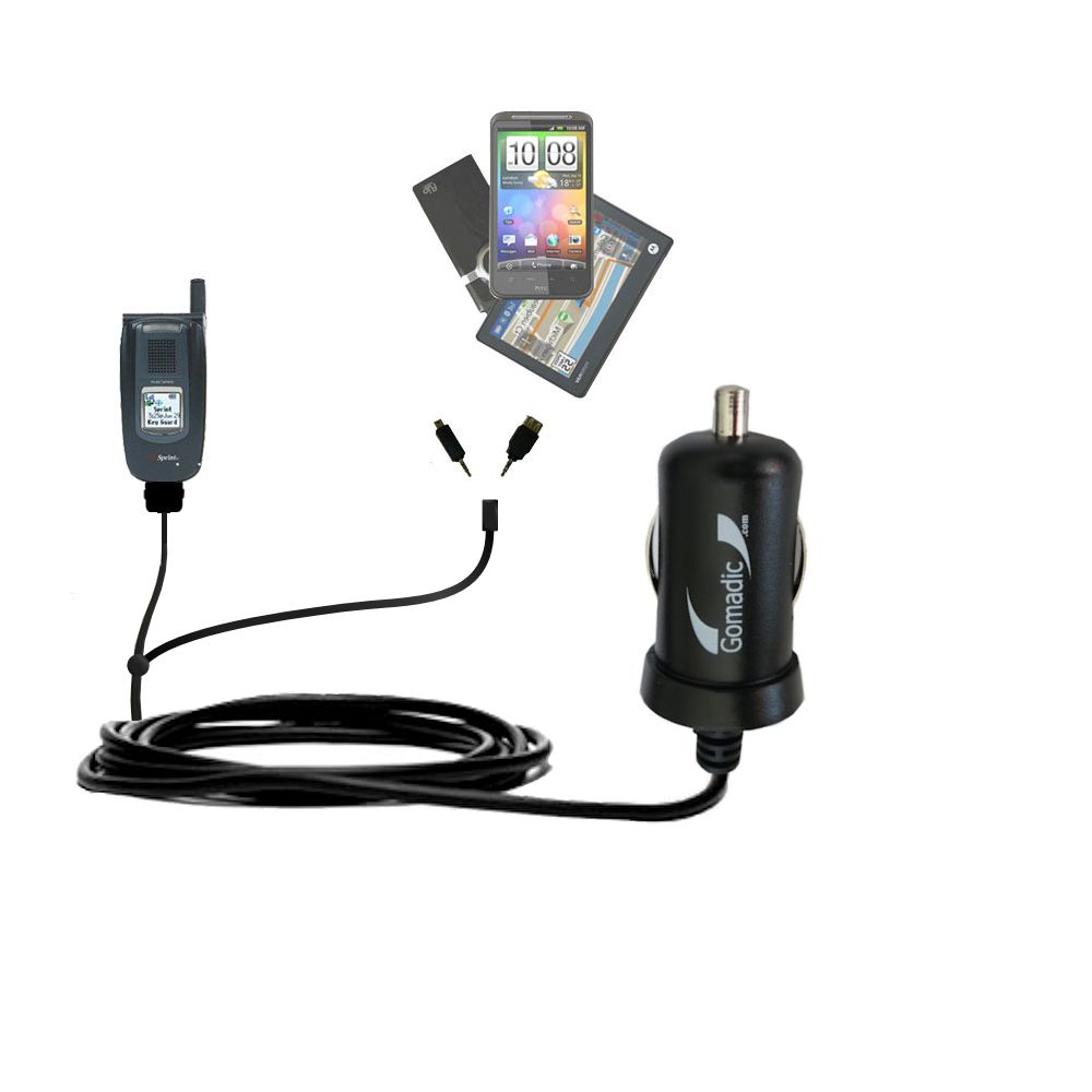 mini Double Car Charger with tips including compatible with the Sanyo VM4500 / VM 4500