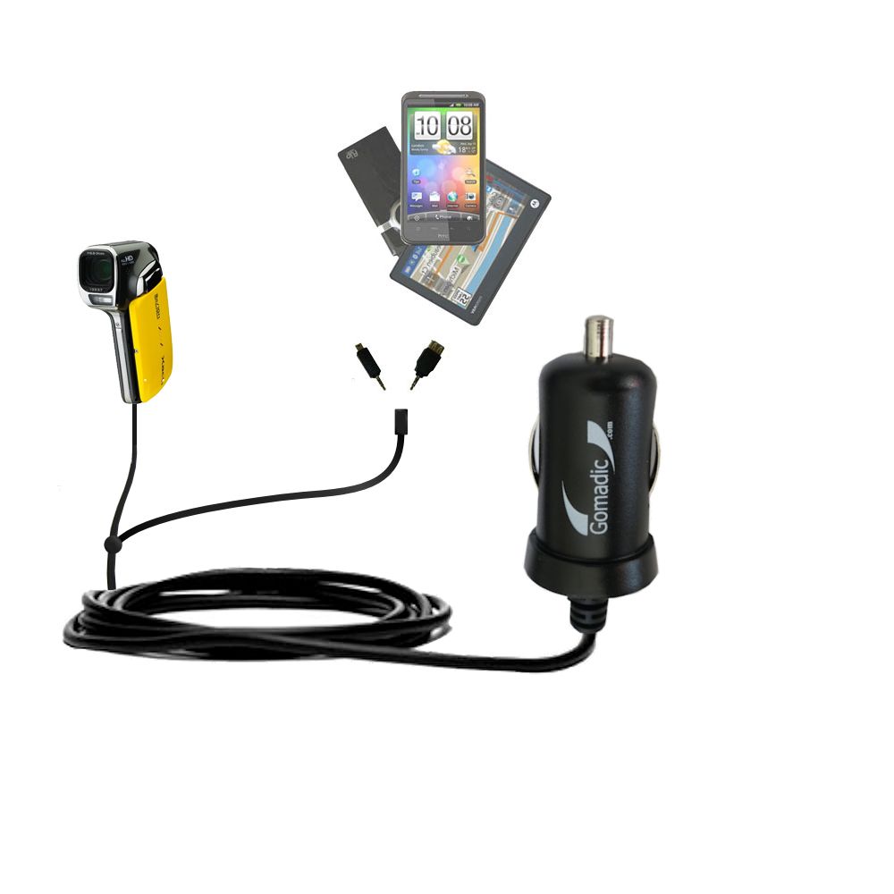 mini Double Car Charger with tips including compatible with the Sanyo Xacti CA102 / VPC-CA102